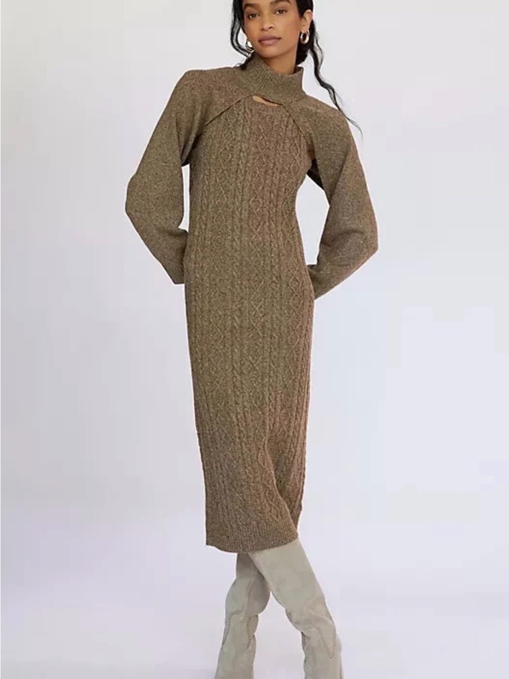 NWT Current Air Anthropologie Cable Knit Sweater Dress XL - 2 pc. Dress / Shrug